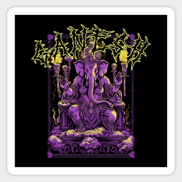 Lord Ganesh Death Metal Style Dark Art Tee: Unholy Resilience Sticker by Soulphur Media